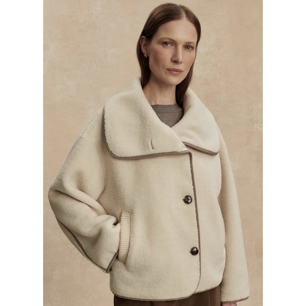Varley Women Size Small Romane Boxy Fleece Sherpa Textured Jacket Sandstone Cozy